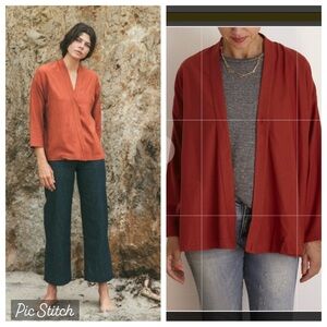 RARE OZMA Redwood Raw Silk Kimono Wrap Cardigan